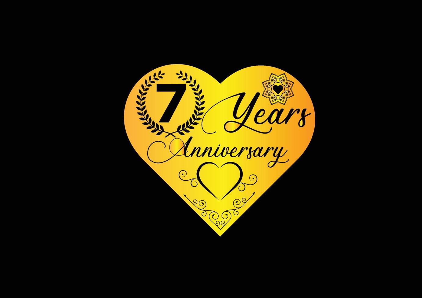 Célébration d'anniversaire de 7 ans avec logo d'amour et conception d'icônes vecteur