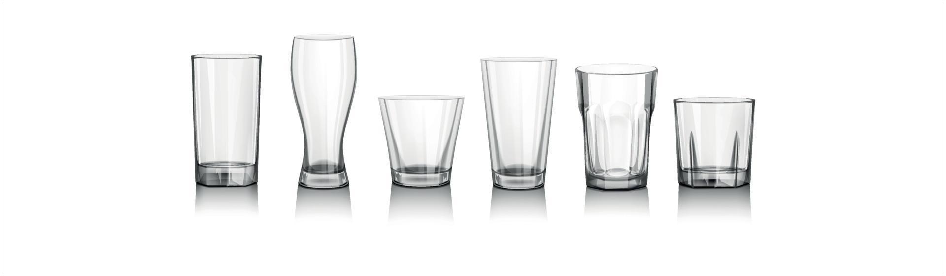 ensemble d'illustrations de bouteilles et de verres vides en verre clair vecteur