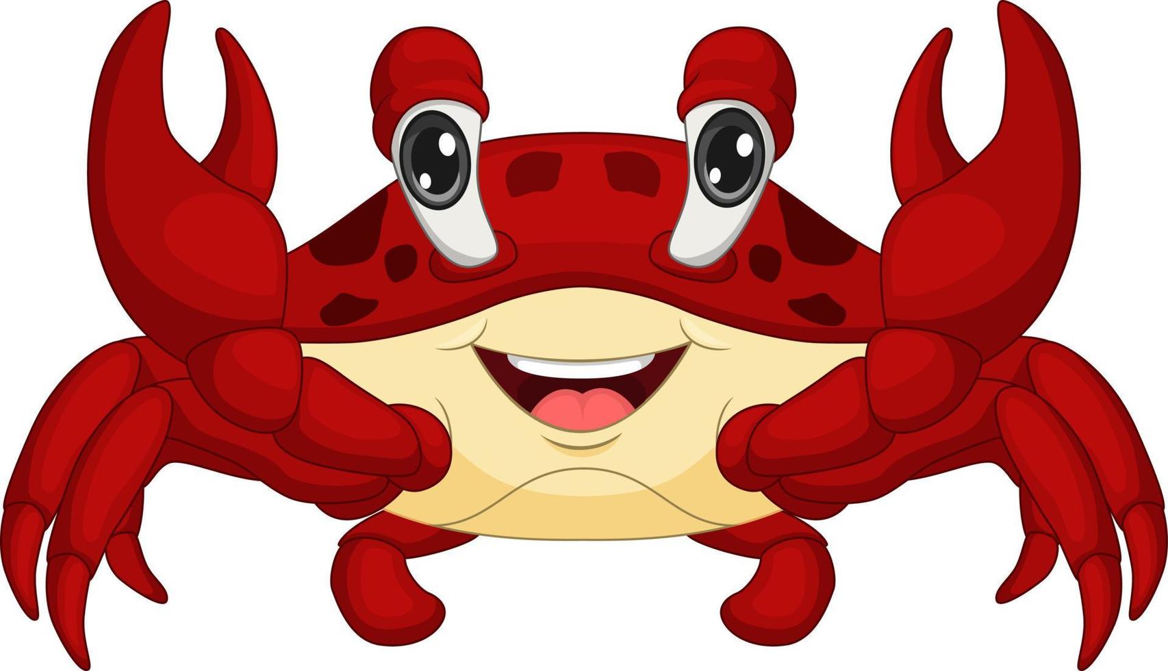 crabe heureux de dessin animé isolé sur fond blanc vecteur