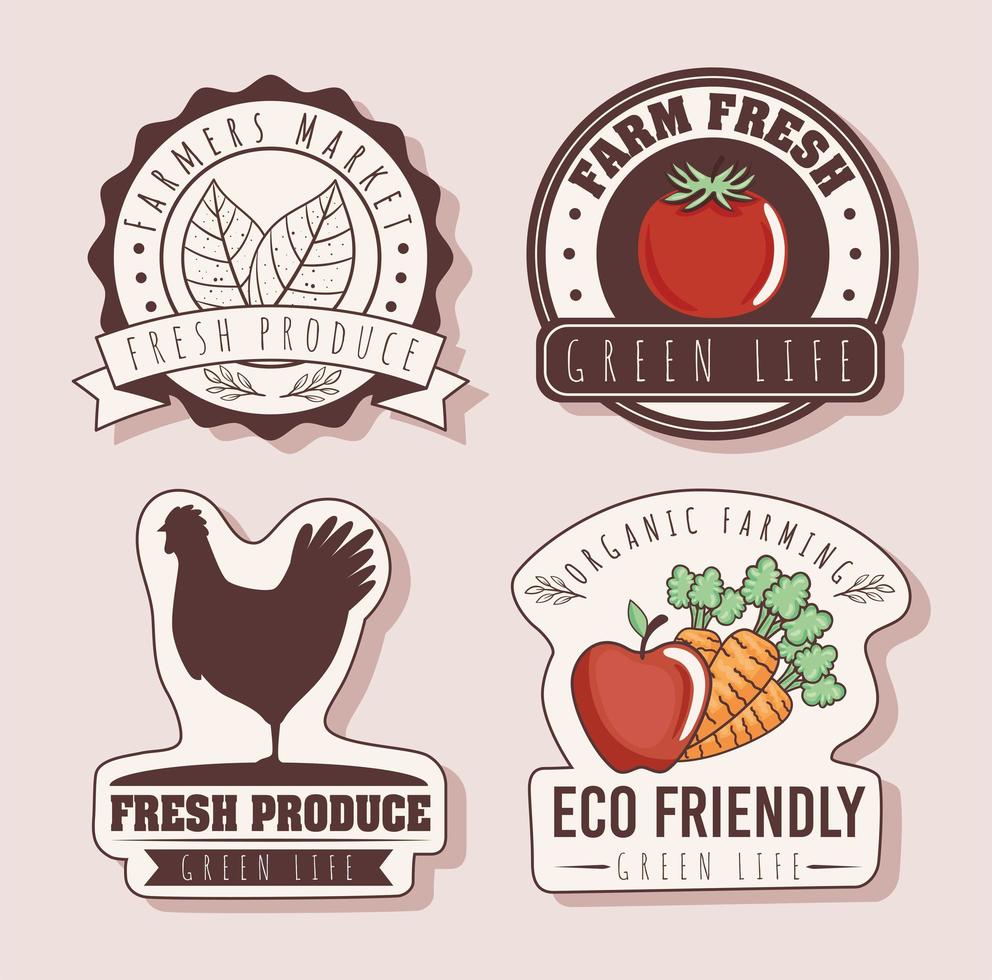 jeu de badges respectueux de l'environnement vecteur