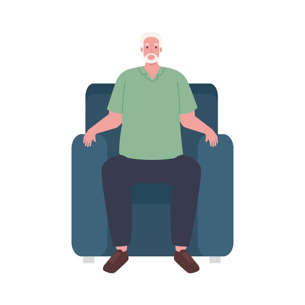 grand-père assis dans un canapé vecteur