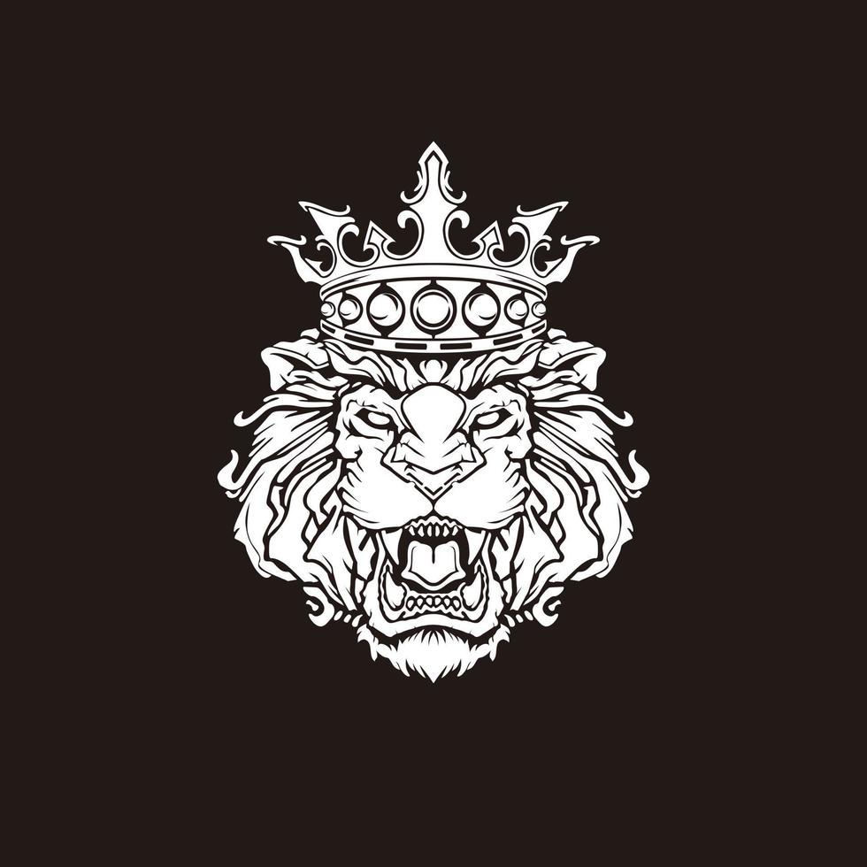 tête de lion avec création de logo illustration couronne vecteur