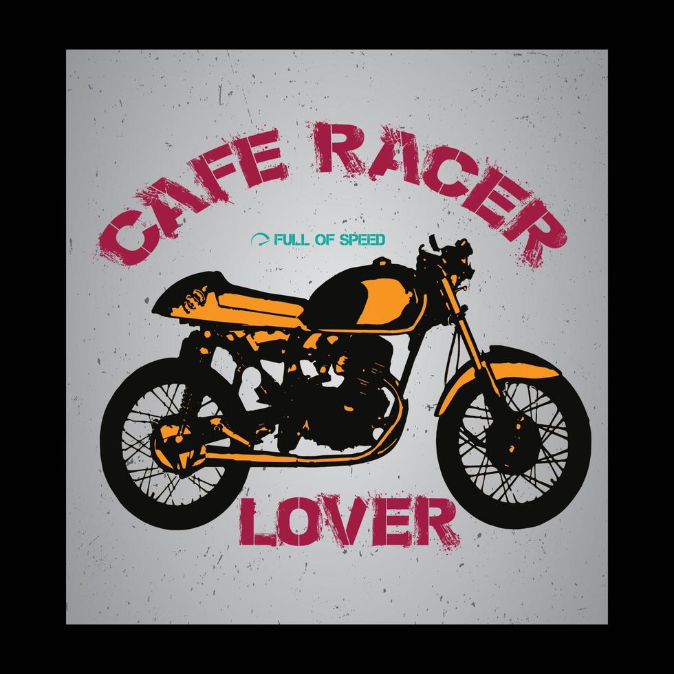 café racer amant typographie t-shirt impression vecteur gratuit