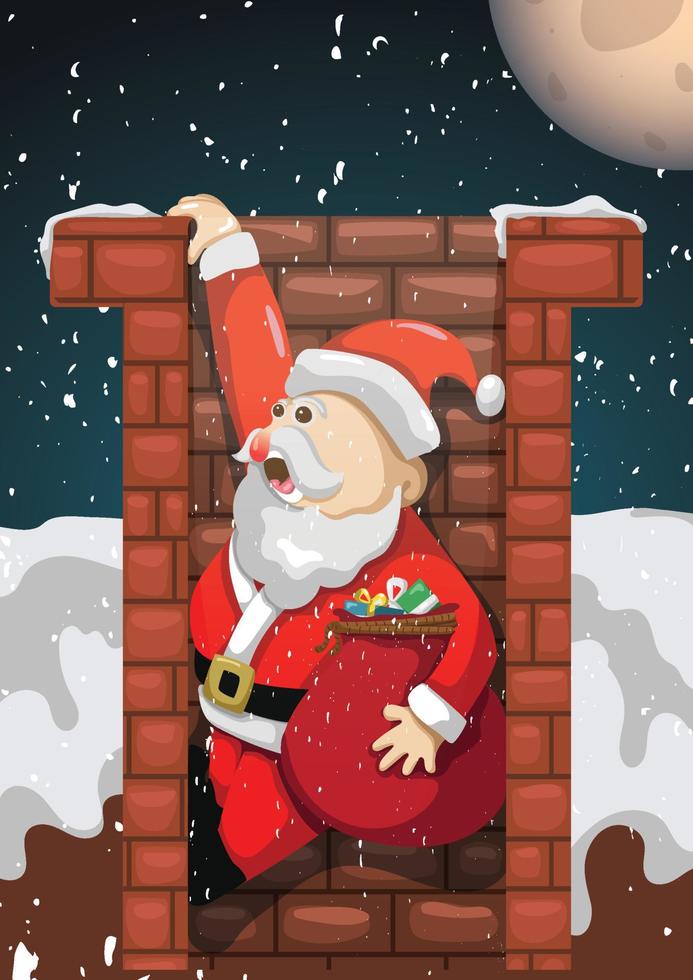 indices du père Noël dans la cheminée. conception de fond décoratif illustration vecteur