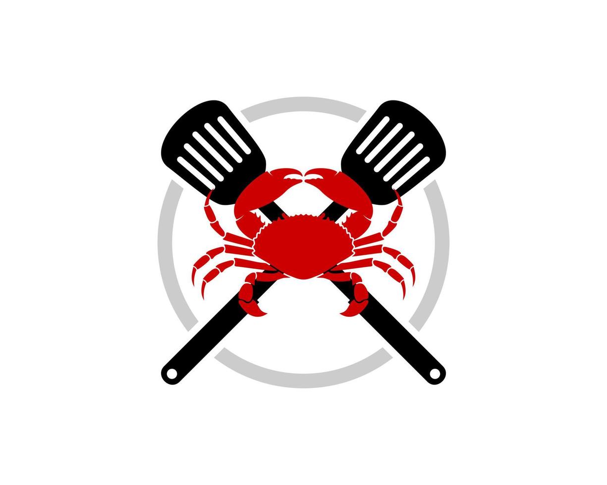 forme de cercle avec spatule croisée et crabe rouge vecteur