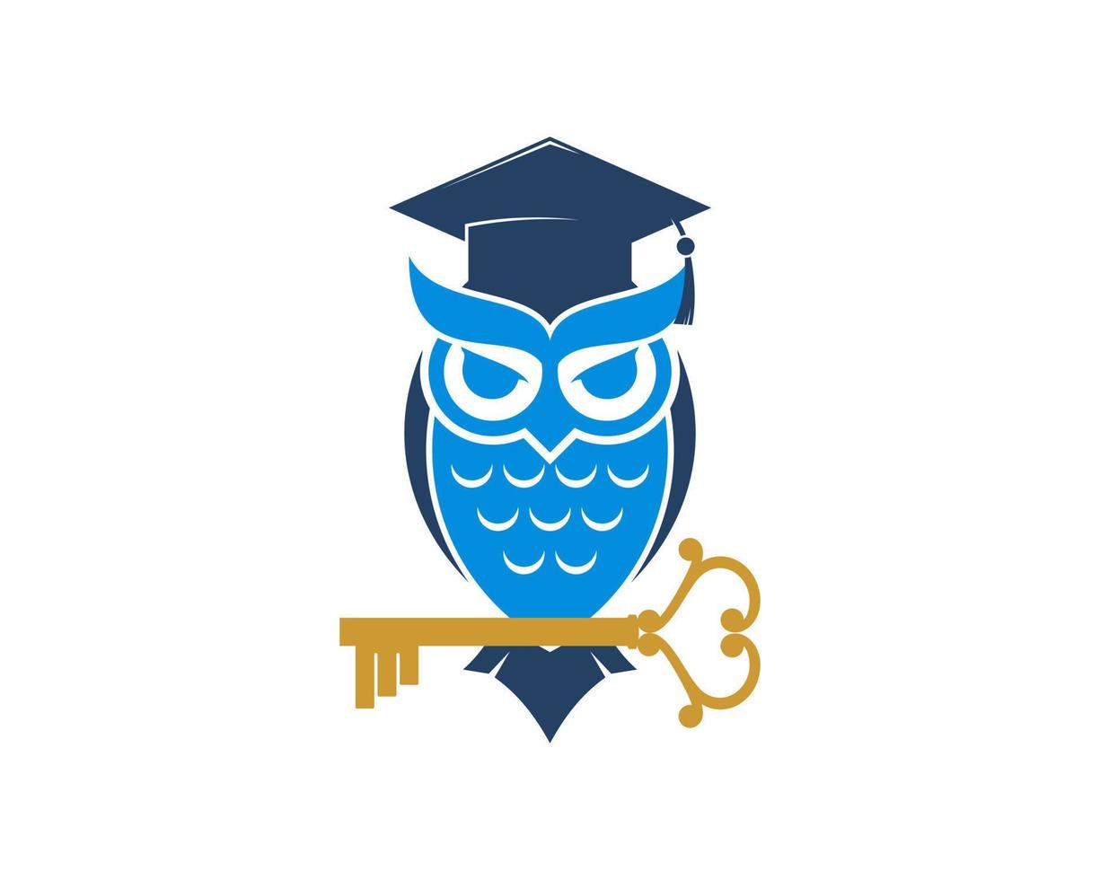 hibou de luxe avec chapeau et clé de remise des diplômes vecteur