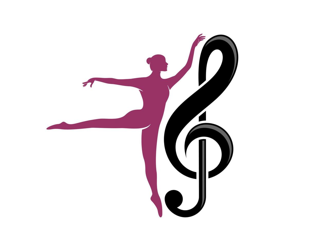 ballet femme avec symbole musical vecteur