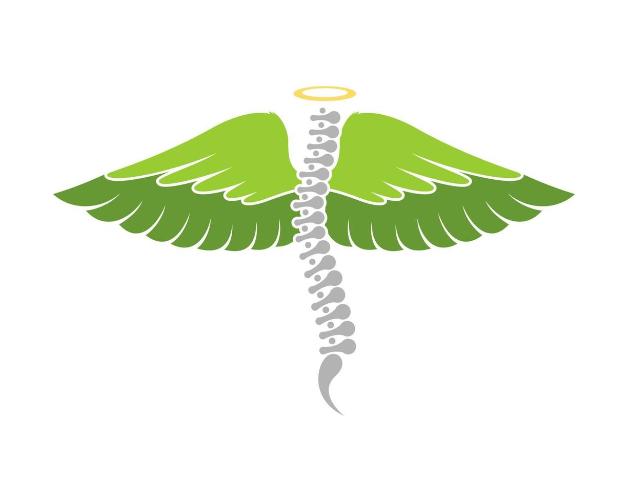colonne vertébrale volante avec des ailes vertes vecteur