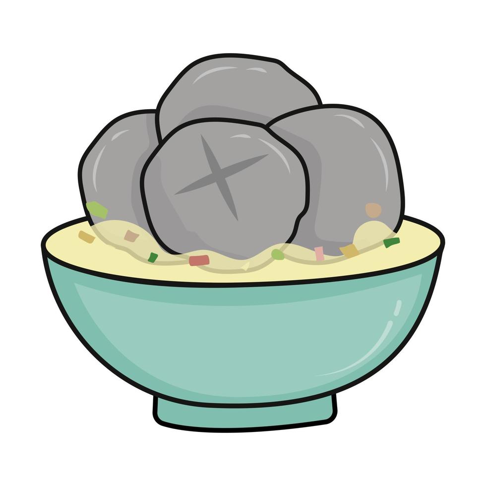 logo de boulette de viande avec bol en illustration de couleur pastel vecteur