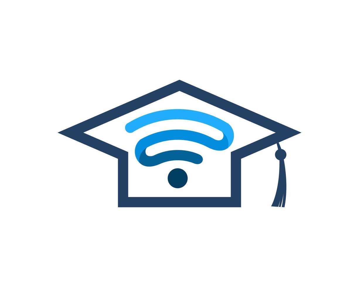 chapeau de graduation simple avec symbole wifi à l'intérieur vecteur