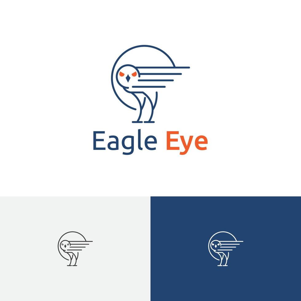 modèle de logo de monoline d'oiseau prédateur de faucon d'oeil d'aigle de faucon vecteur
