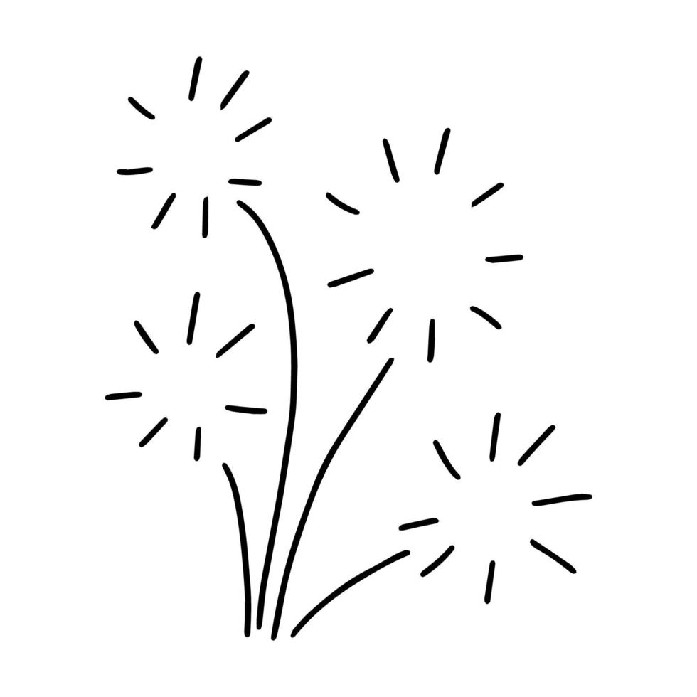 feux d'artifice dessinés dans le style du dessin doodle.flash.outline à la main.image en noir et blanc.monochrome.holiday.vector illustration vecteur