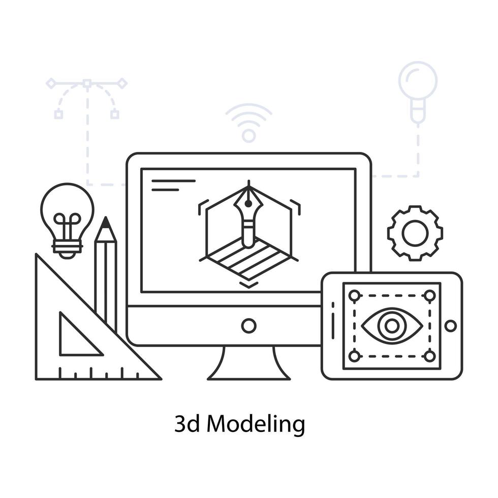 une illustration de conception modifiable de la modélisation 3D vecteur