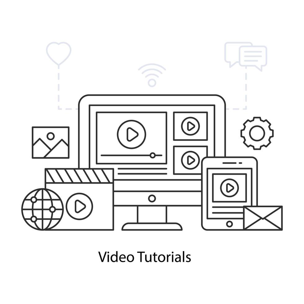 une conception d'illustration de didacticiel vidéo vecteur