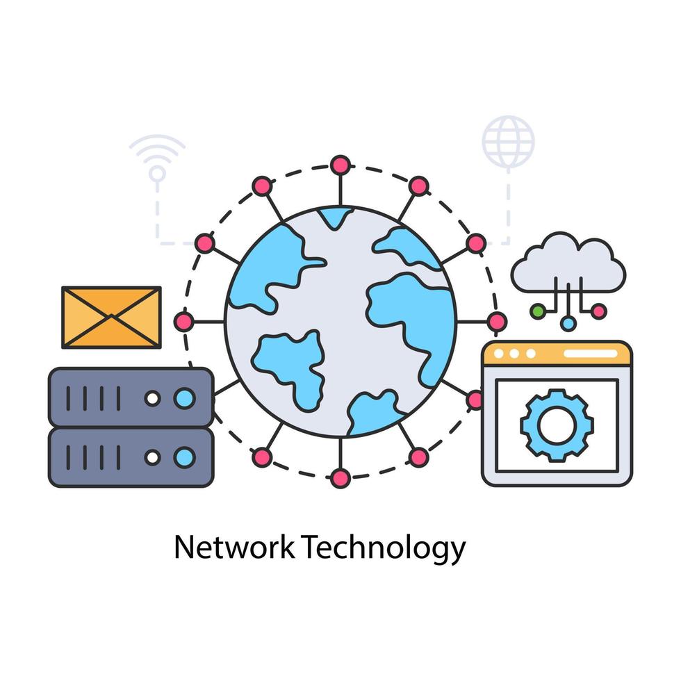 une icône de conception modifiable de la technologie de réseau vecteur