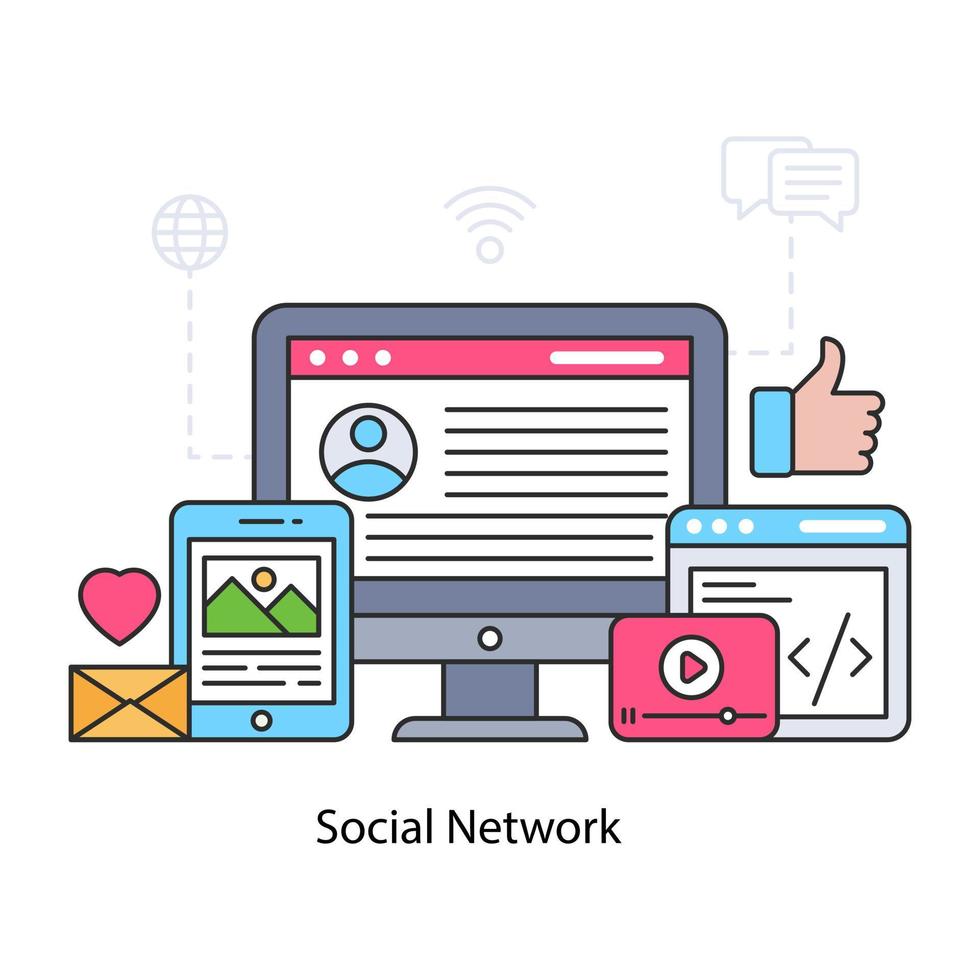 icône du design parfait du réseau social vecteur