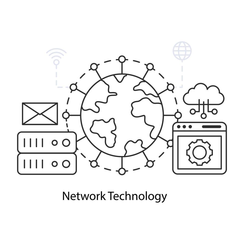 une illustration de conception modifiable de la technologie de réseau vecteur