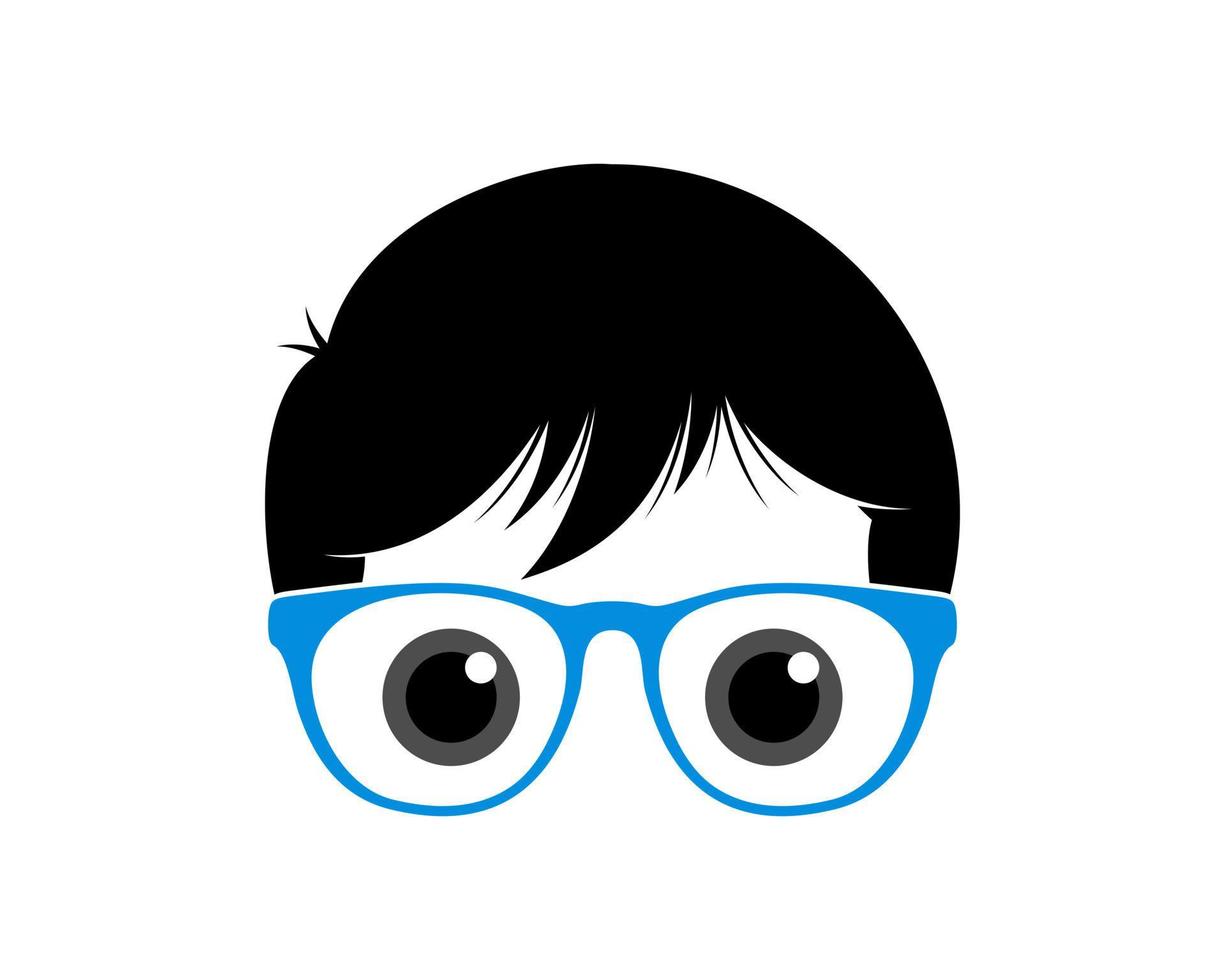 garçon geek avec des lunettes bleues vecteur