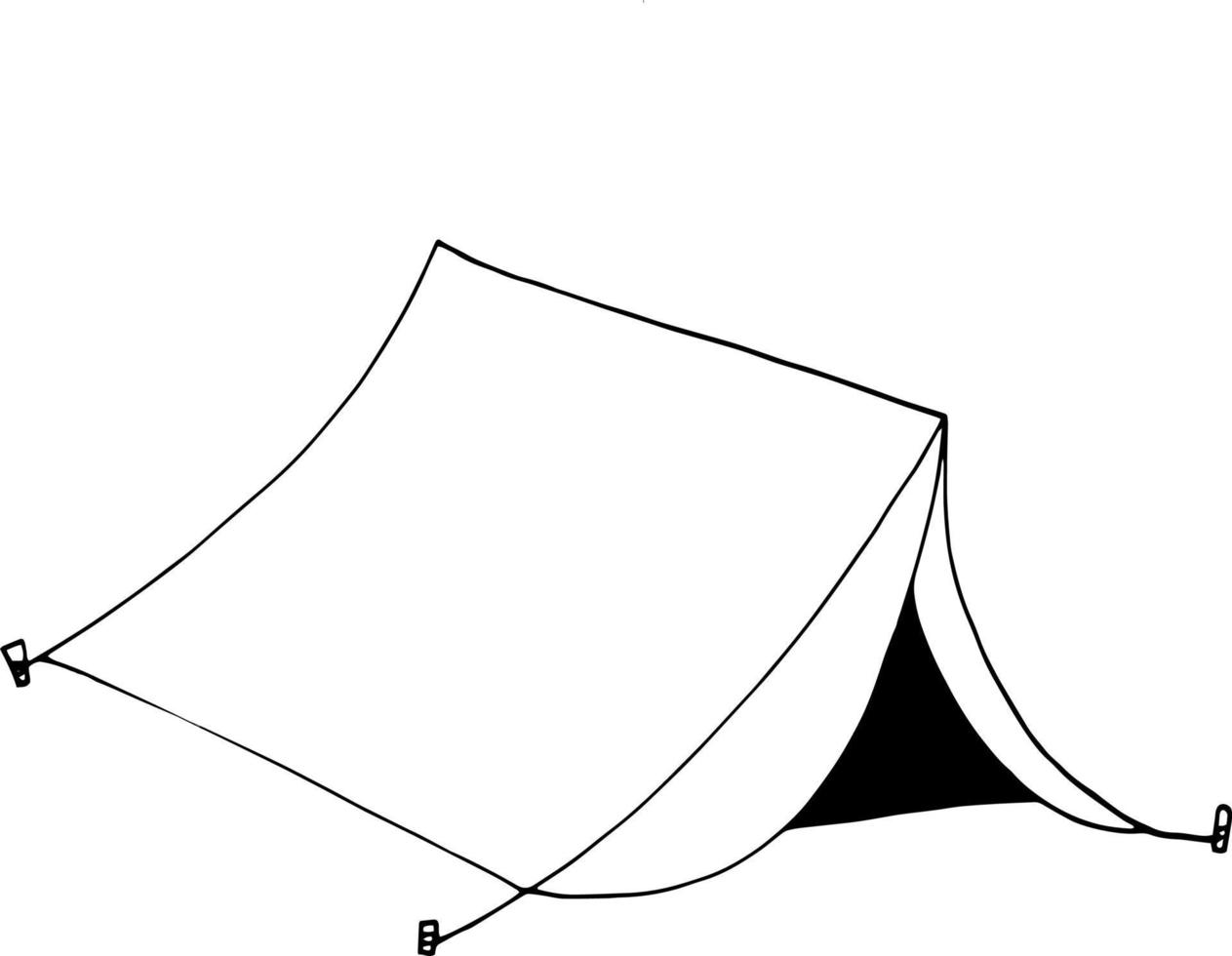 icône de tente. griffonnage dessiné à la main. , camp monochrome de minimalisme nordique scandinave vecteur