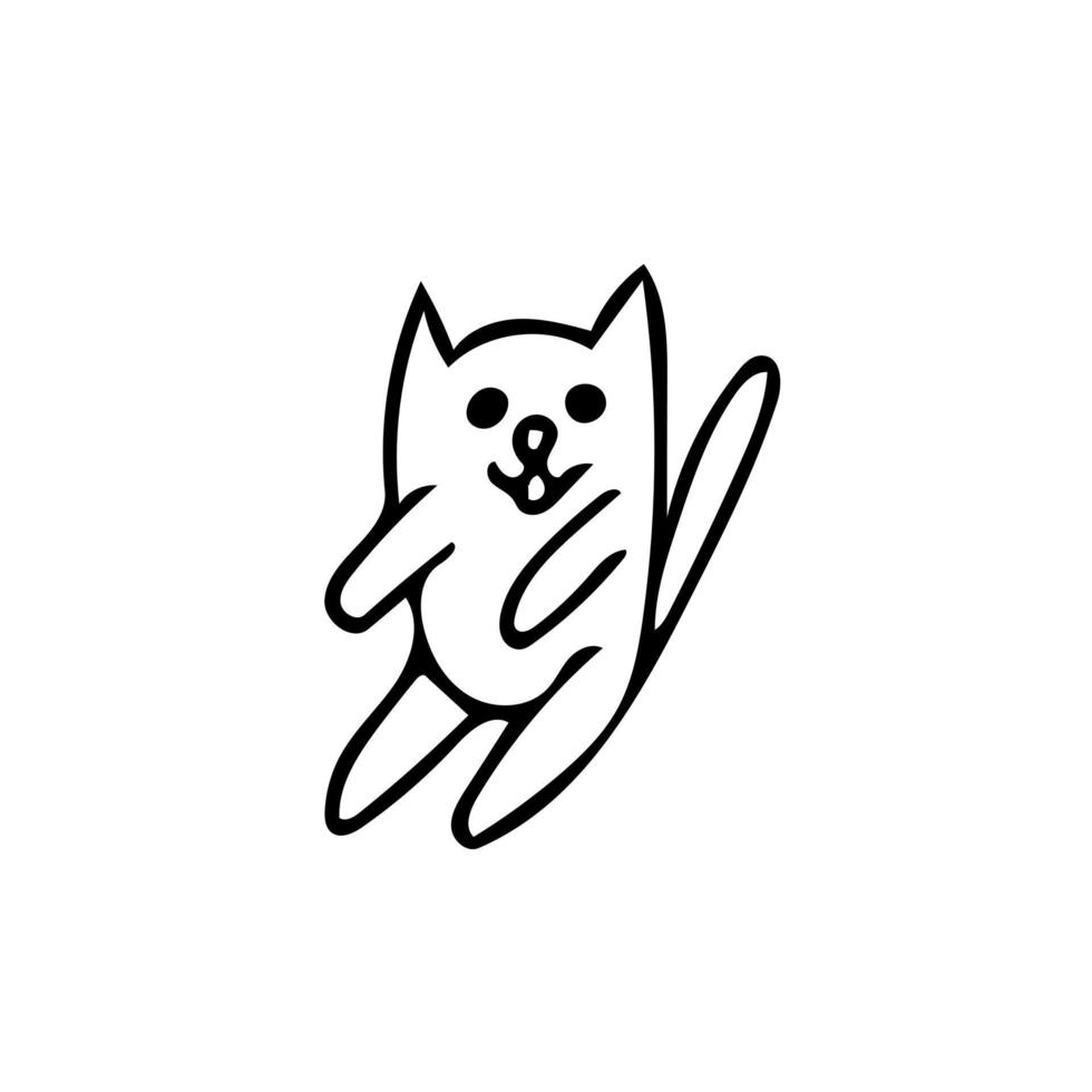 chat mignon dessinés à la main dans un style doodle. élément pour carte de conception, autocollant, affiche, icône. drôle, animal, chaton de compagnie vecteur