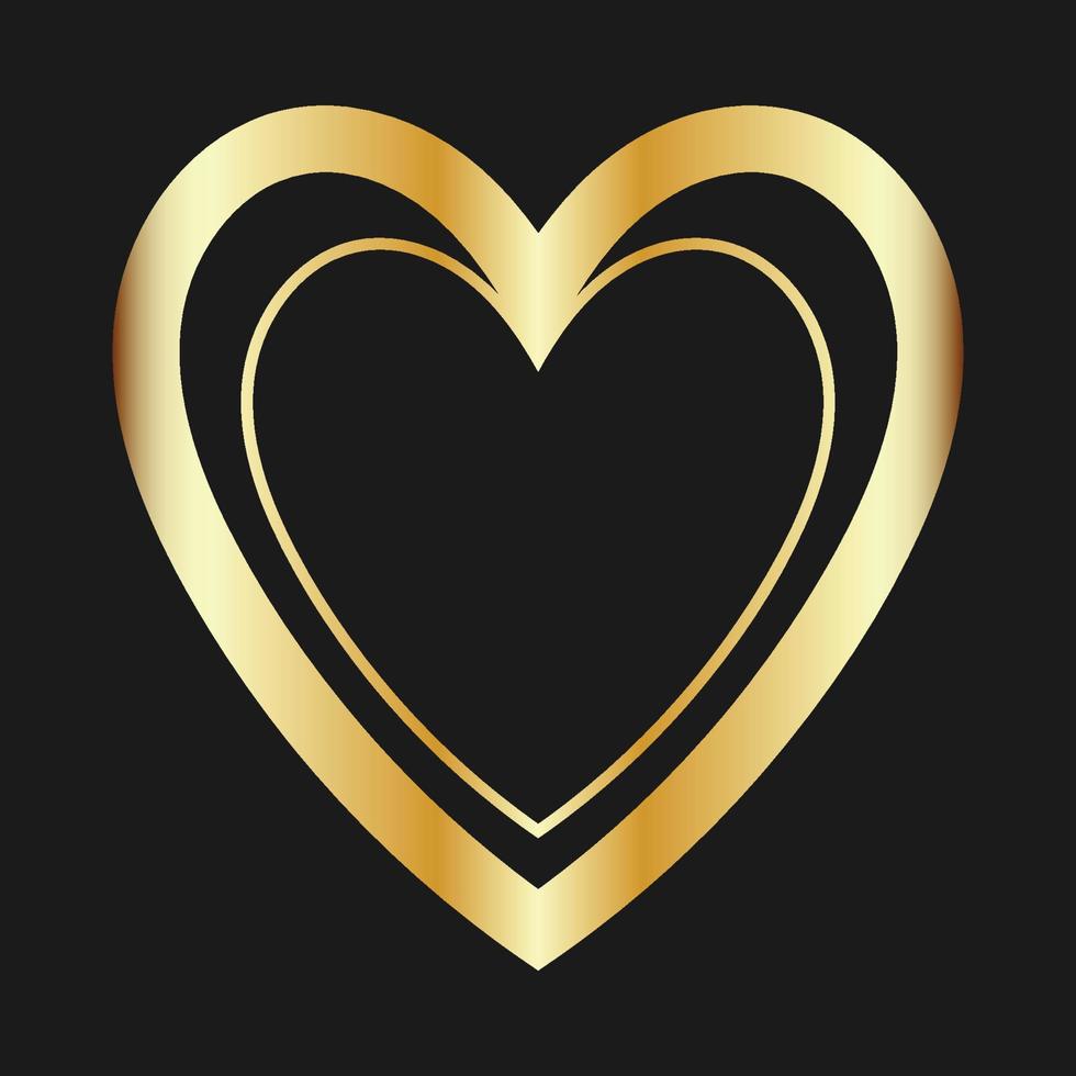 coeur forme pendentif or effet symbole amour icône vecteur