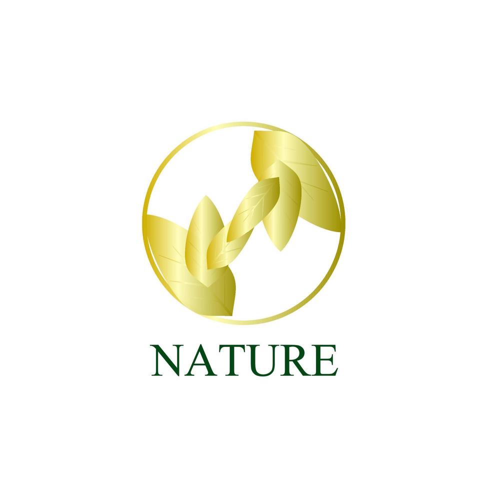 icône du logo nature dorée pour la société environnementale vecteur