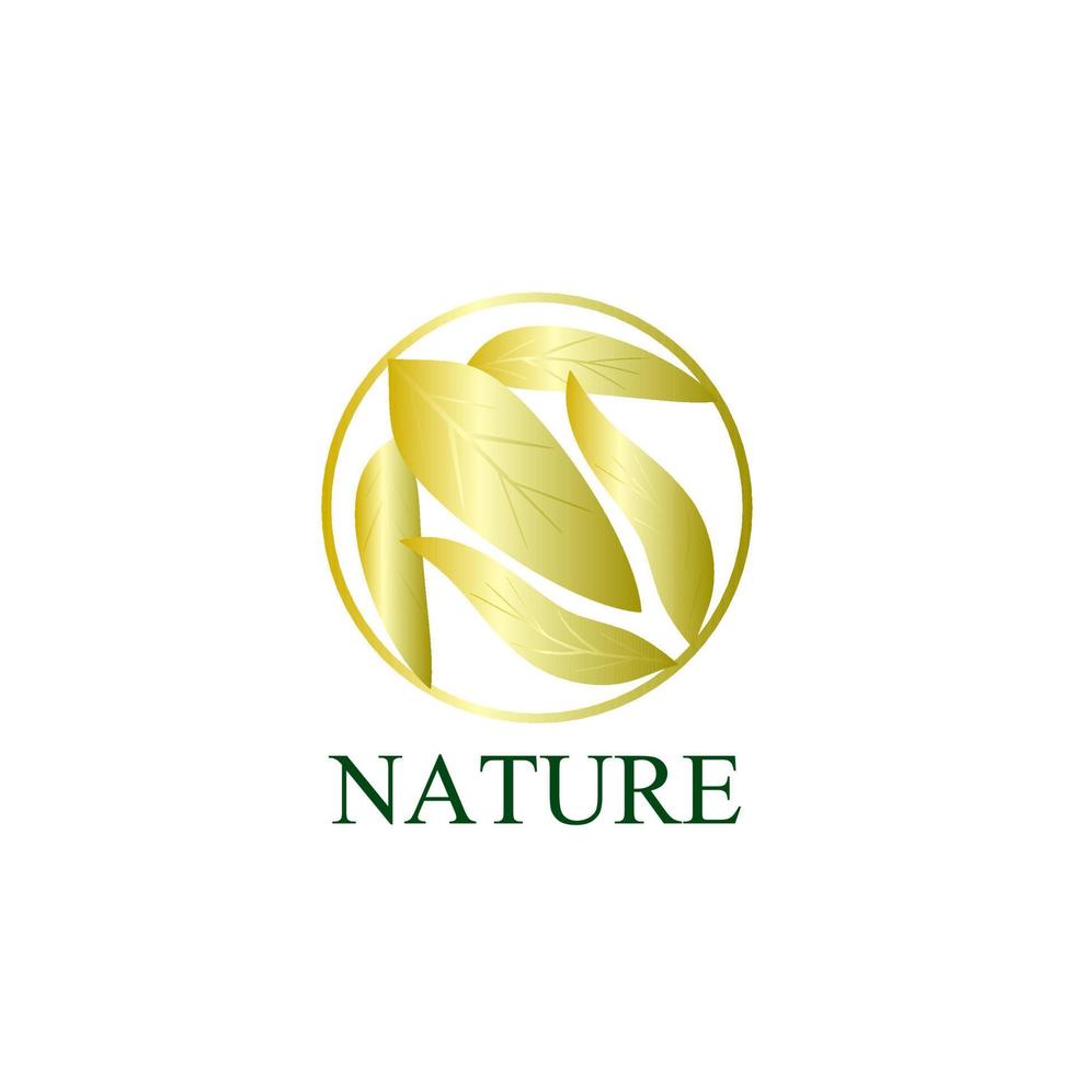 icône du logo nature dorée pour la société environnementale vecteur