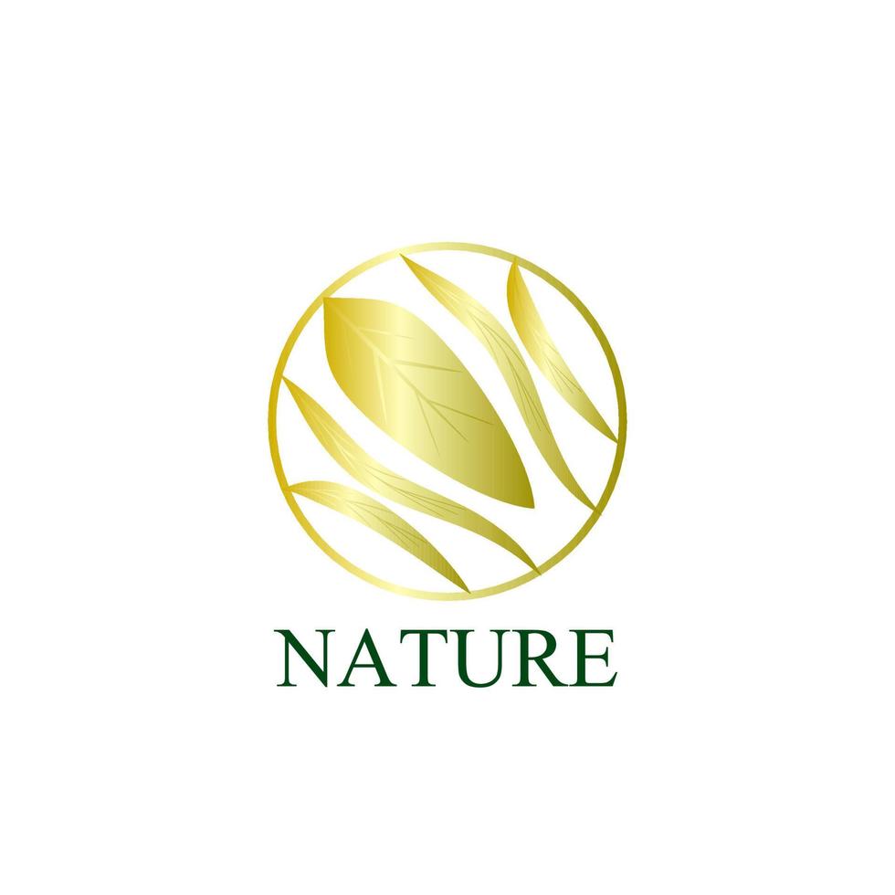 icône du logo nature dorée pour la société environnementale vecteur