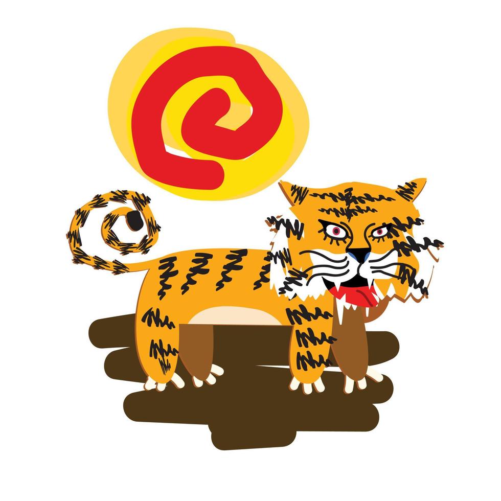 la conception d'illustration de tigre pour sukajan est un tissu traditionnel du japon ou un t-shirt avec broderie numérique dessinée à la main t-shirts pour hommes été décontracté à manches courtes hip hop t-shirt streetwear vecteur