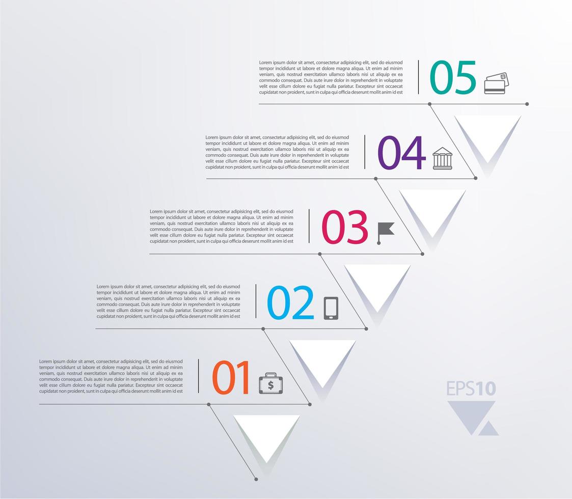 infographie de la chronologie vectorielle avec des nombres et des triangles vecteur