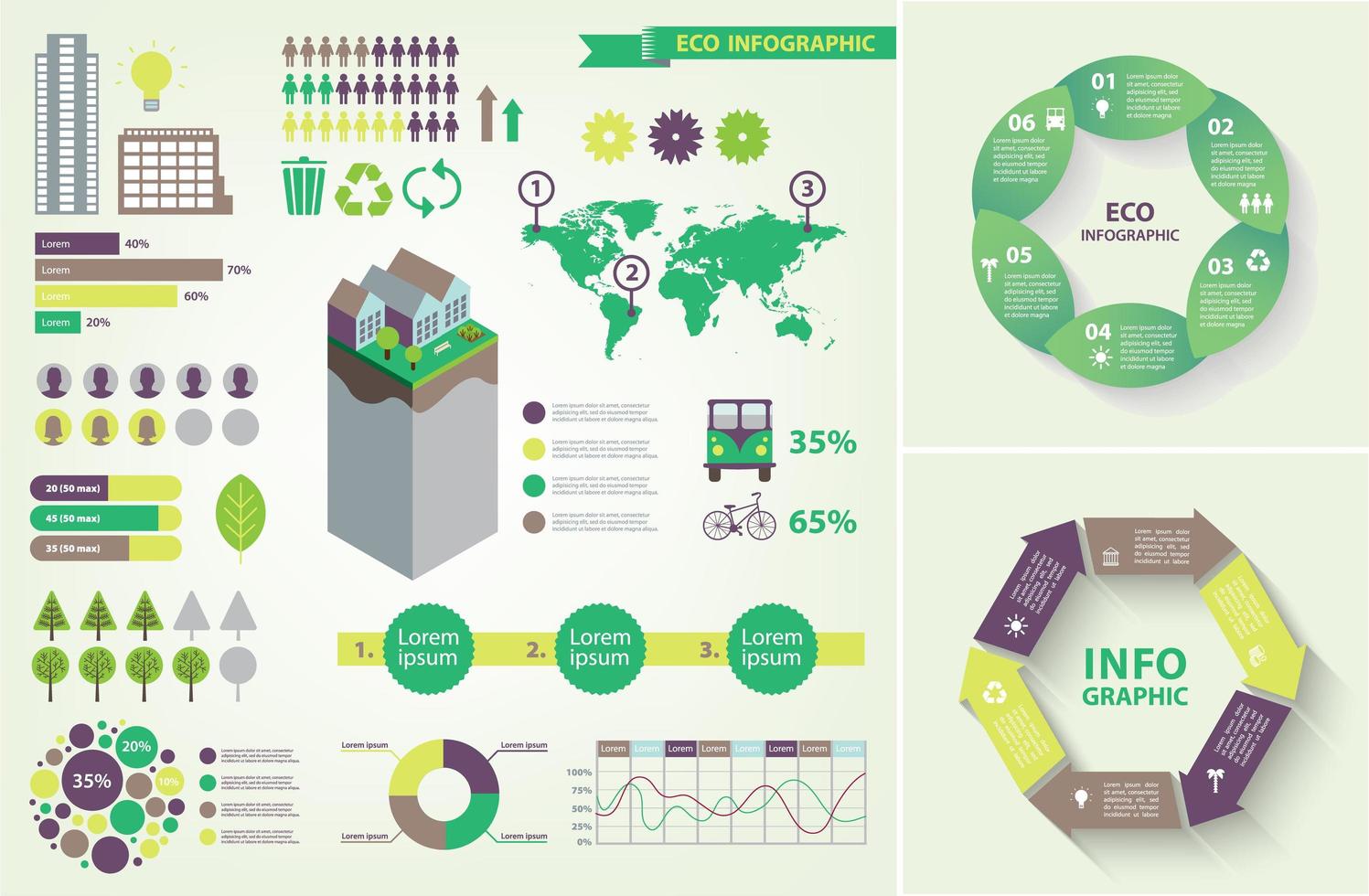 ensemble de vecteurs d'infographie écologique. vecteur