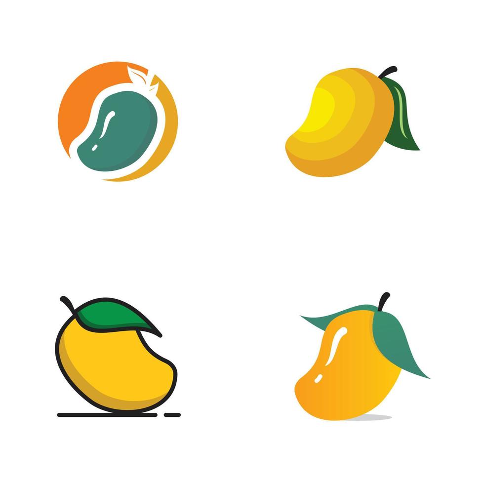 création de logo de jeu d'icônes de fruits à la mangue vecteur