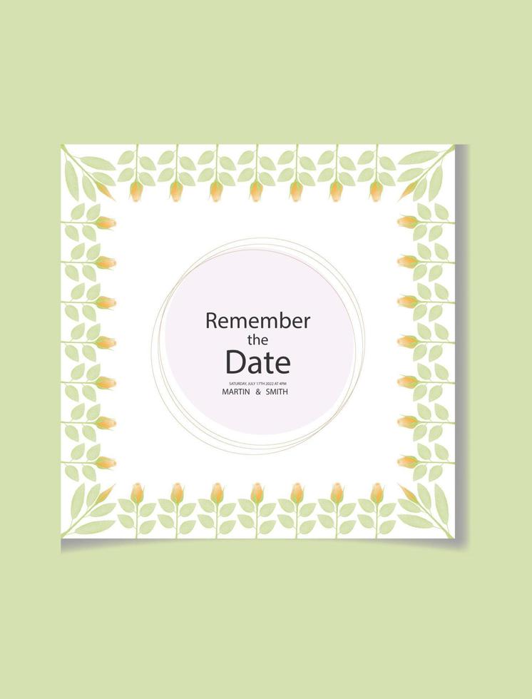invitation de mariage floral avec une belle aquarelle de fleurs roses colorées vecteur