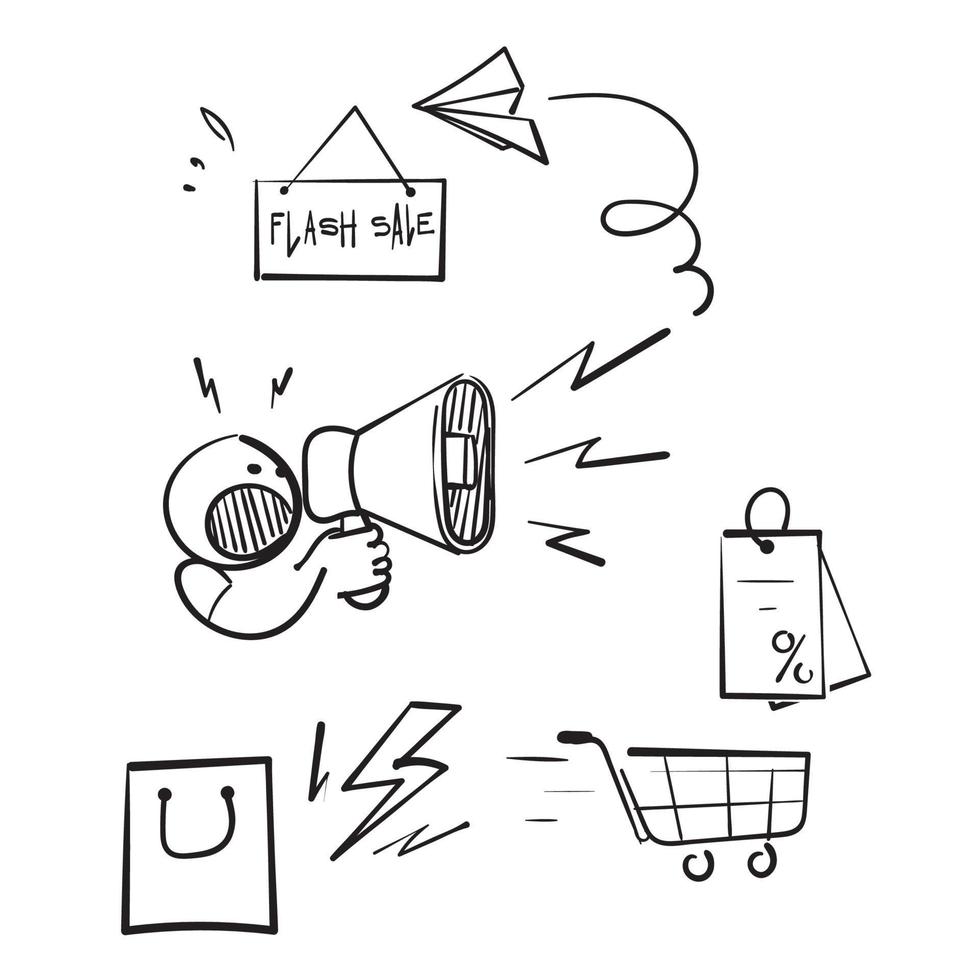 vecteur dillustration icône vente flash doodle dessinés à la main