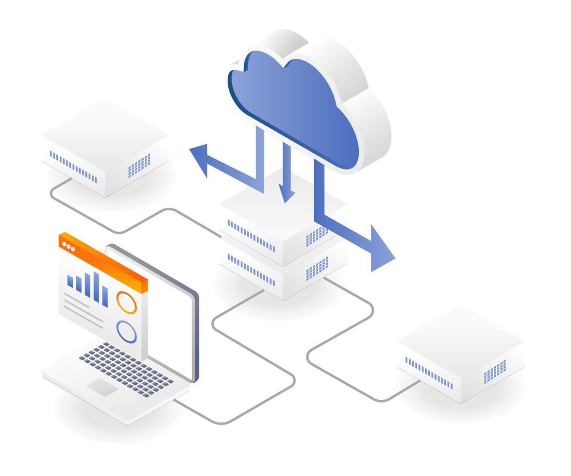 plate-forme d'analyse de données de serveur cloud vecteur