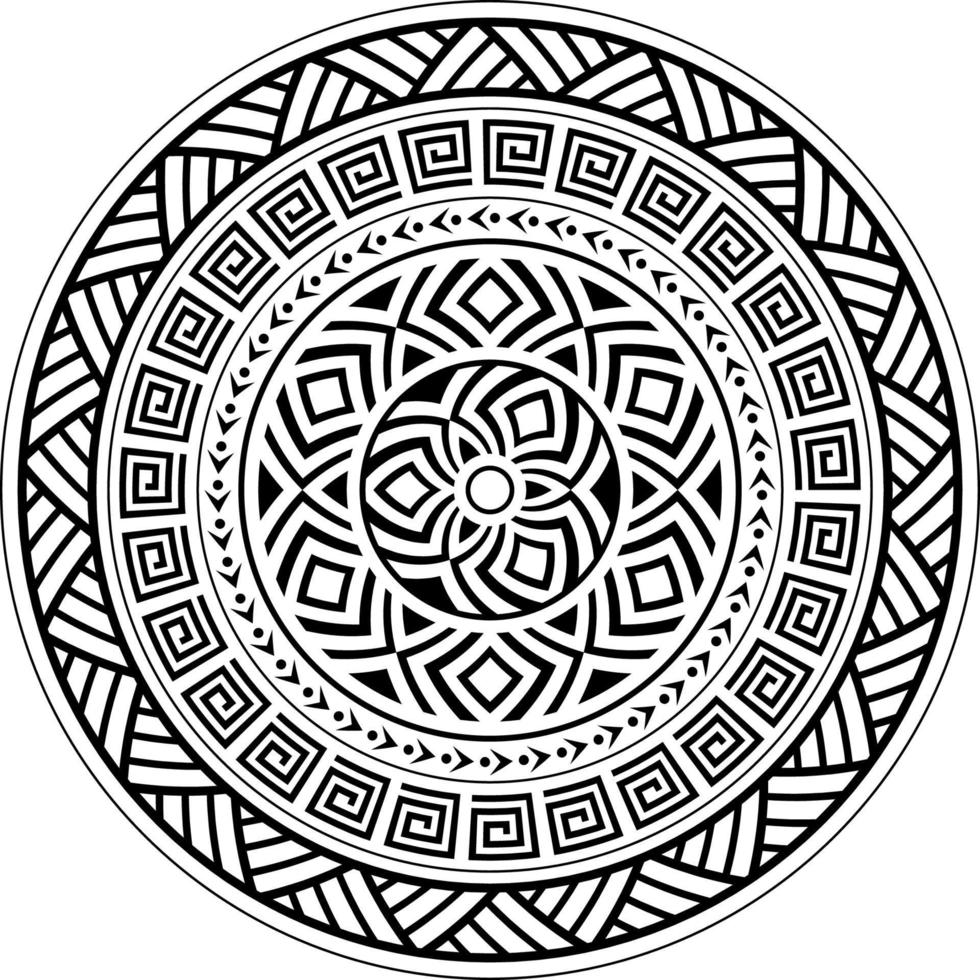 conception de mandala géométrique tribal, modèle de style de tatouage hawaïen polynésien, illustration de mandala boho vecteur