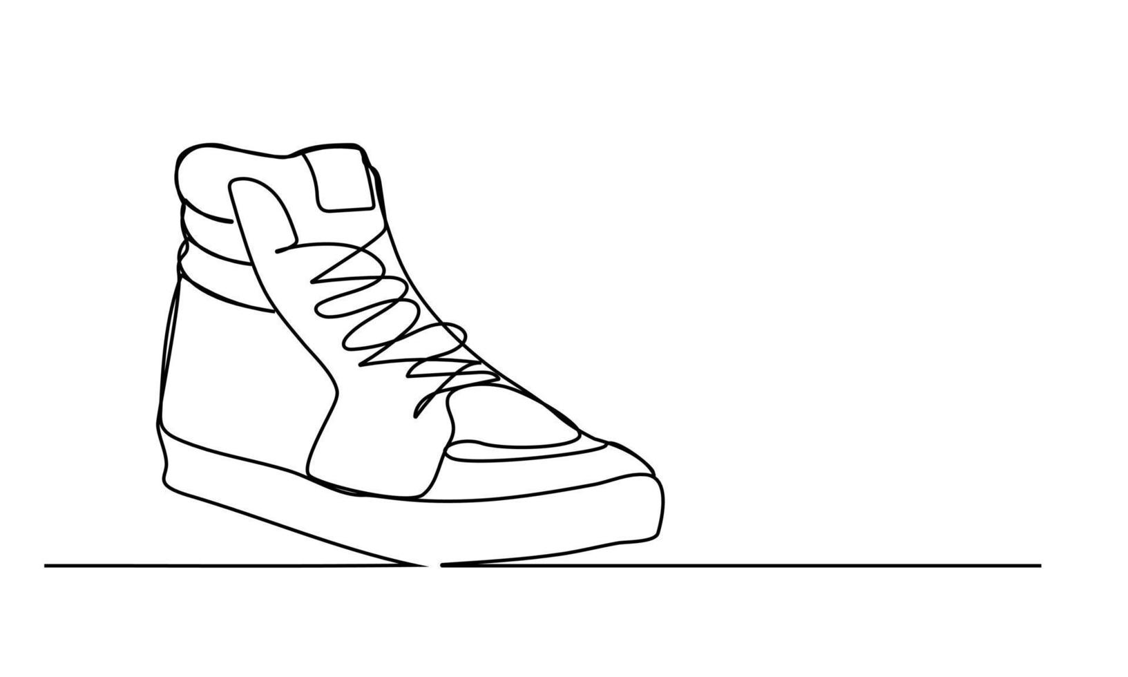 lignes continues, chaussures, chaussures de sport dans un style minimaliste. concept de voyageur vecteur