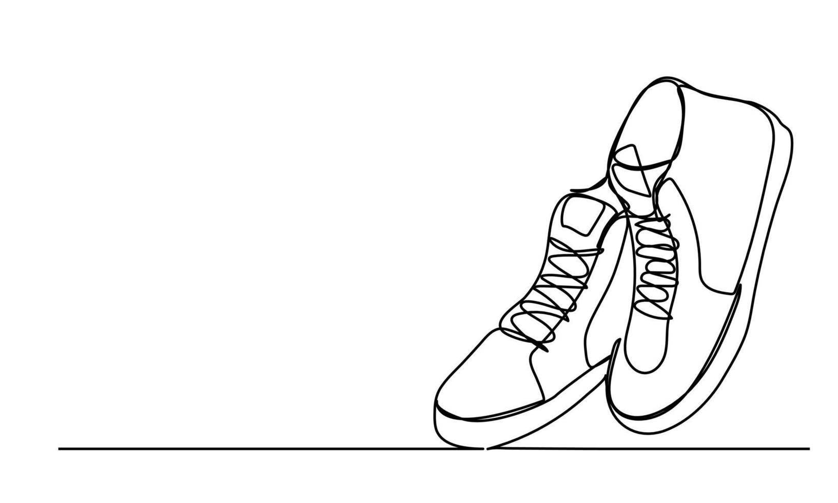 lignes continues, chaussures, chaussures de sport dans un style minimaliste. concept de voyageur vecteur