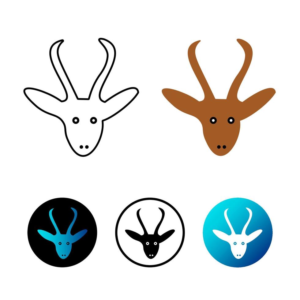 illustration d'icône tête de gazelle plate vecteur