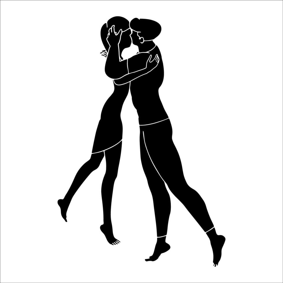 silhouette de personnage de couple sur fond blanc. vecteur