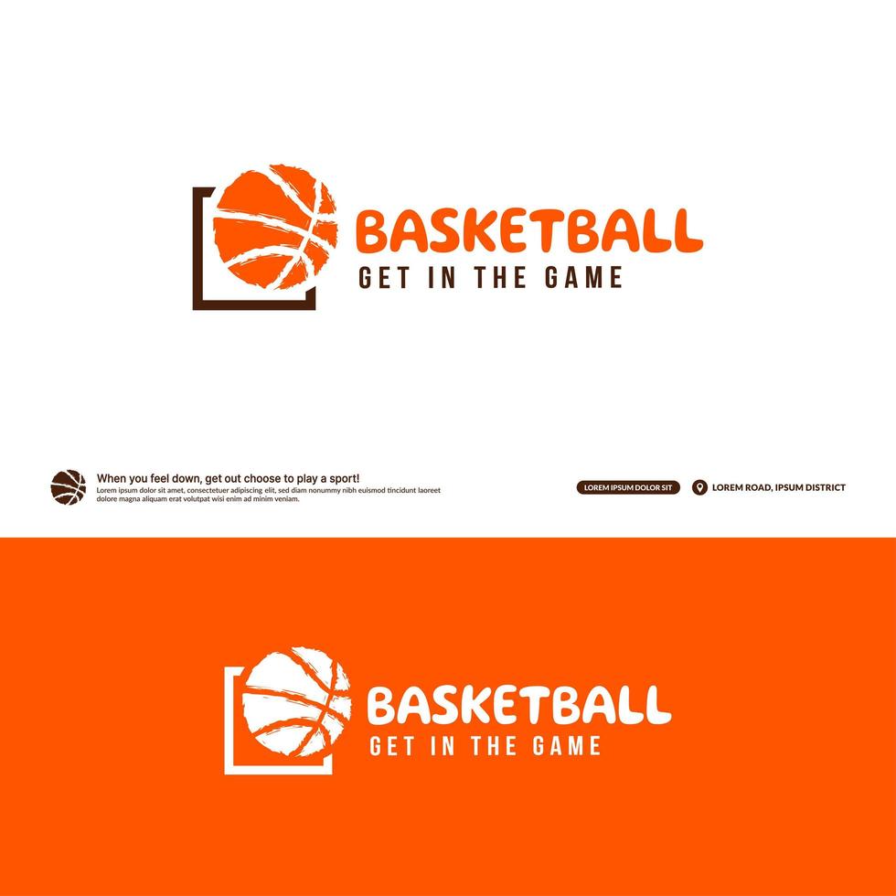 modèle de conception de logo de club de basket-ball, concept de logotype de tournois de basket-ball. Identité de l'équipe de basketball isolé sur fond blanc, illustrations vectorielles de conception de symbole de sport abstrait vecteur