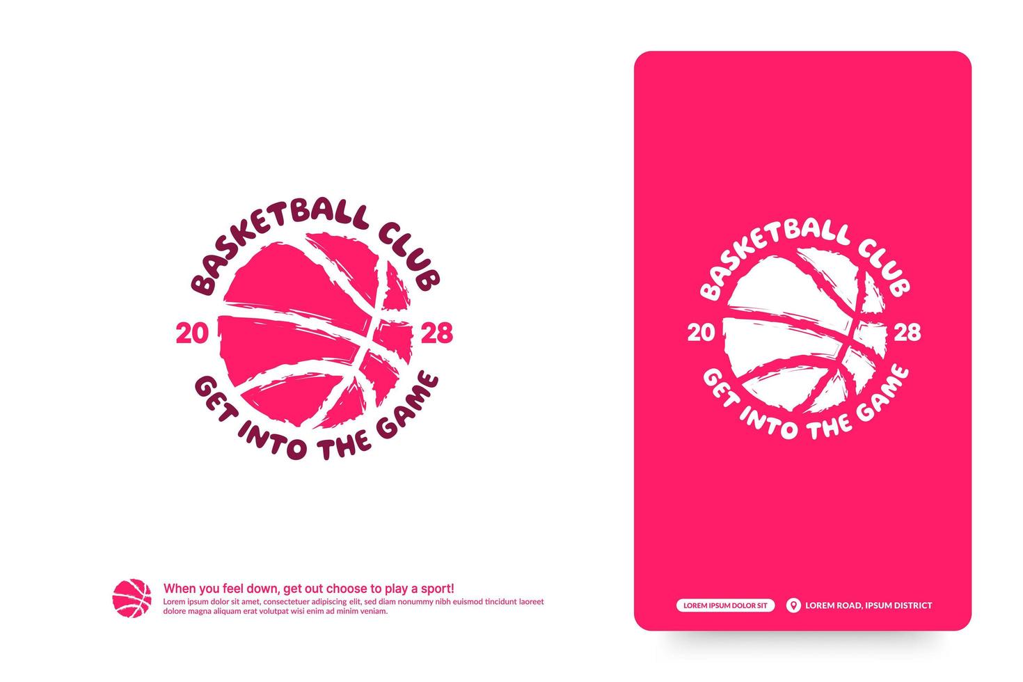 modèle de conception de logo de club de basket-ball, concept de logotype de tournois de basket-ball. Identité de l'équipe de basketball isolé sur fond blanc, illustrations vectorielles de conception de symbole de sport abstrait vecteur