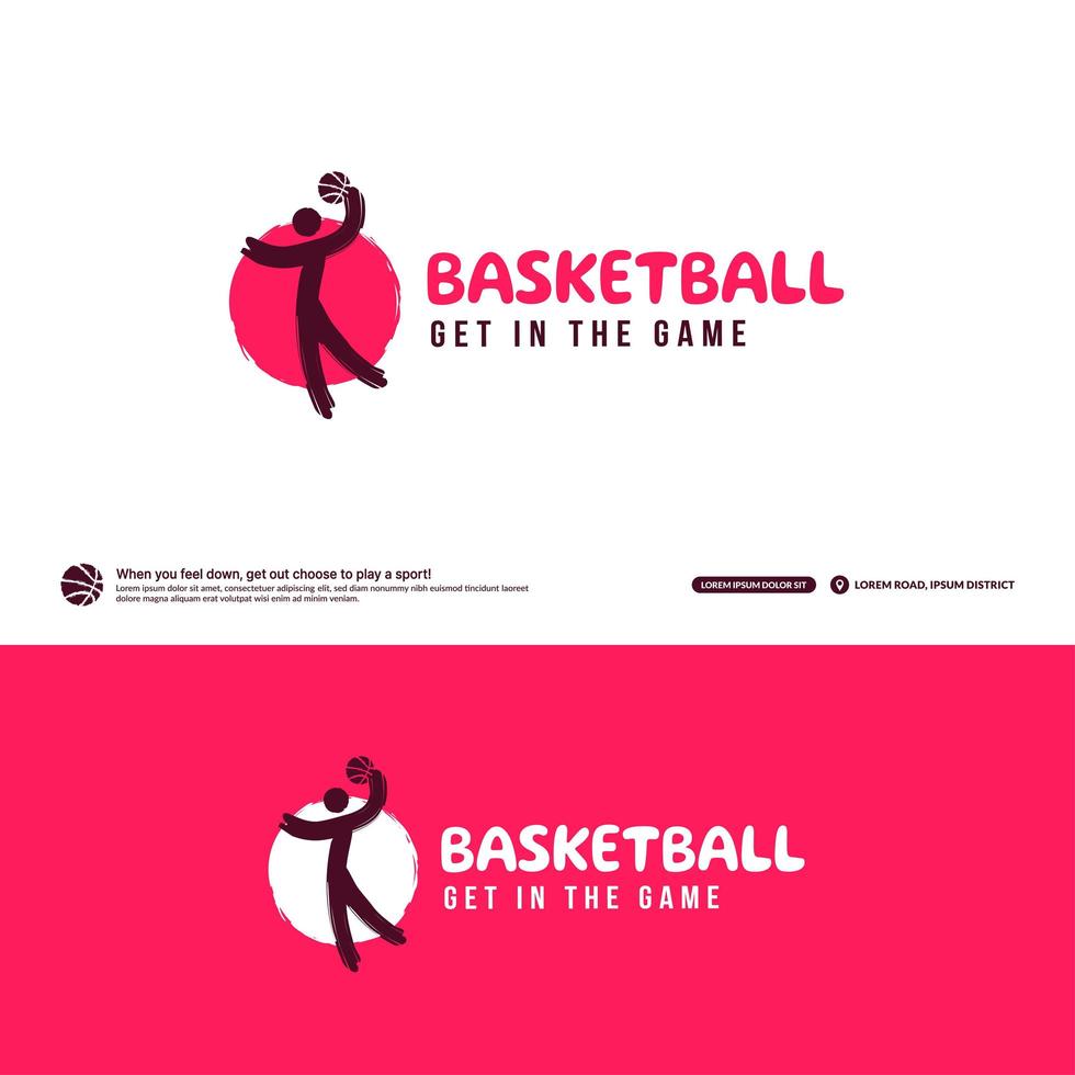 modèle de conception de logo de club de basket-ball, concept de logotype de tournois de basket-ball. Identité de l'équipe de basketball isolé sur fond blanc, illustrations vectorielles de conception de symbole de sport abstrait vecteur