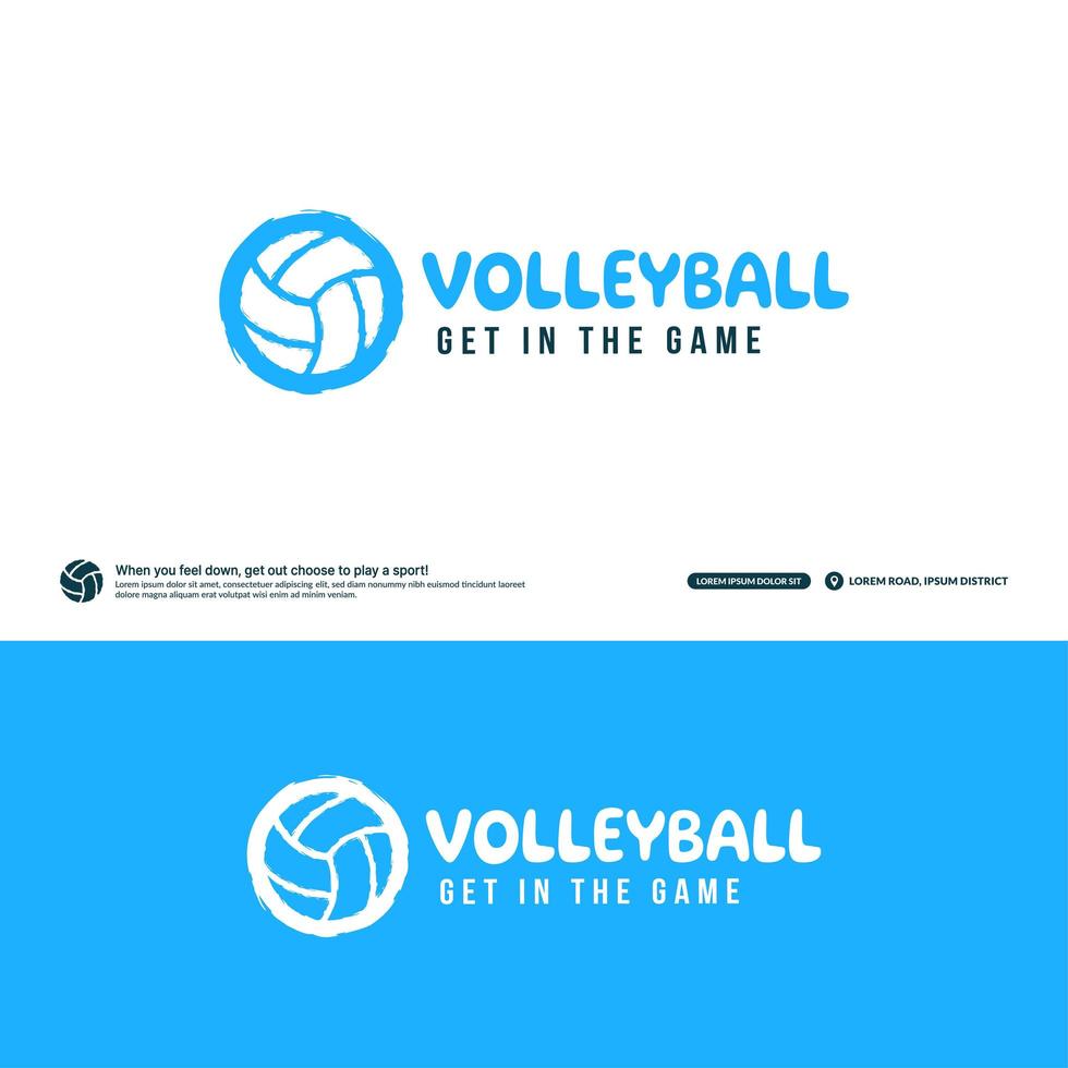 modèle de conception de logo de club de volley-ball, concept de logotype de tournois de volley. Identité de l'équipe de volley-ball isolée sur fond blanc, illustrations vectorielles de conception de symbole de sport abstrait vecteur