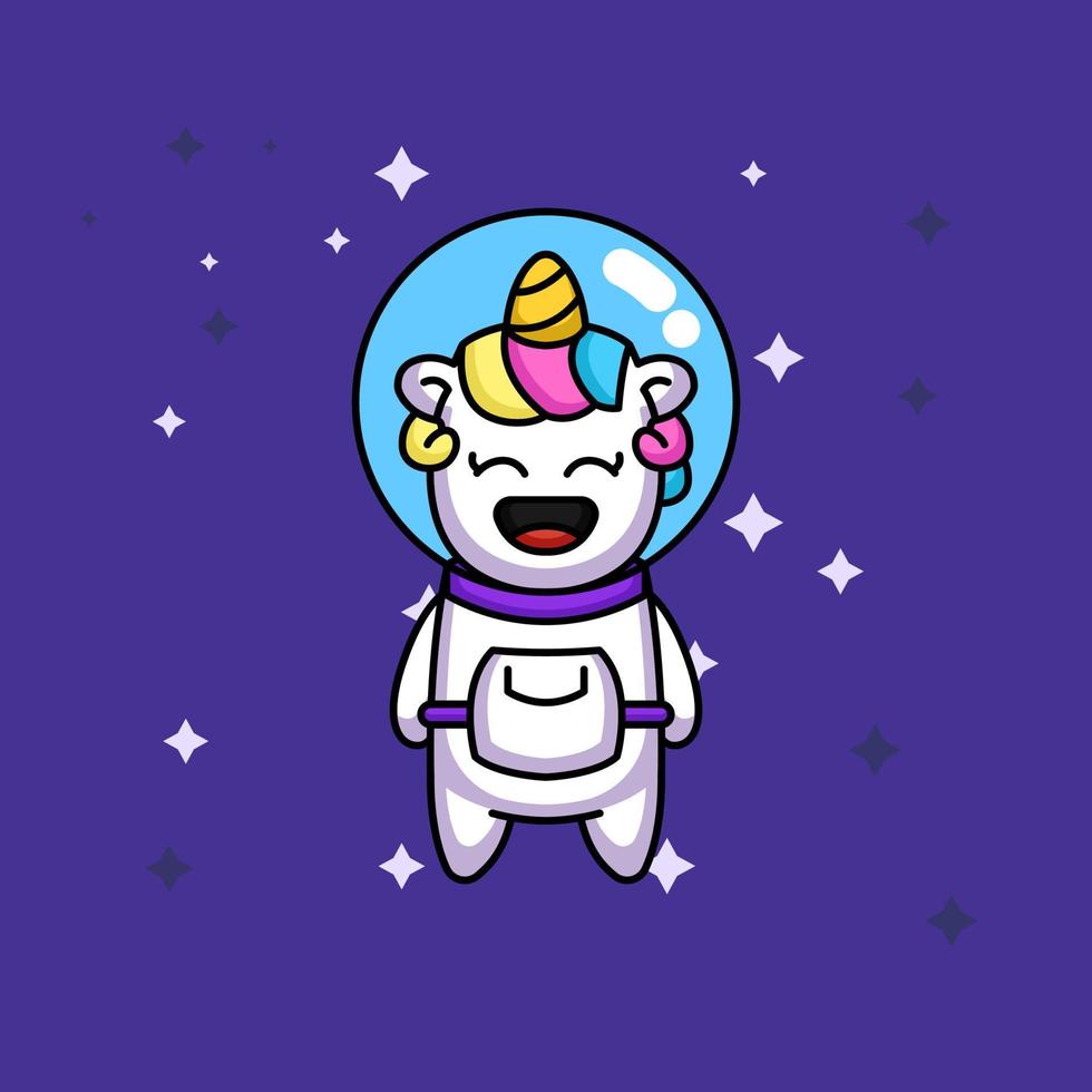 jolie licorne astronaute vecteur