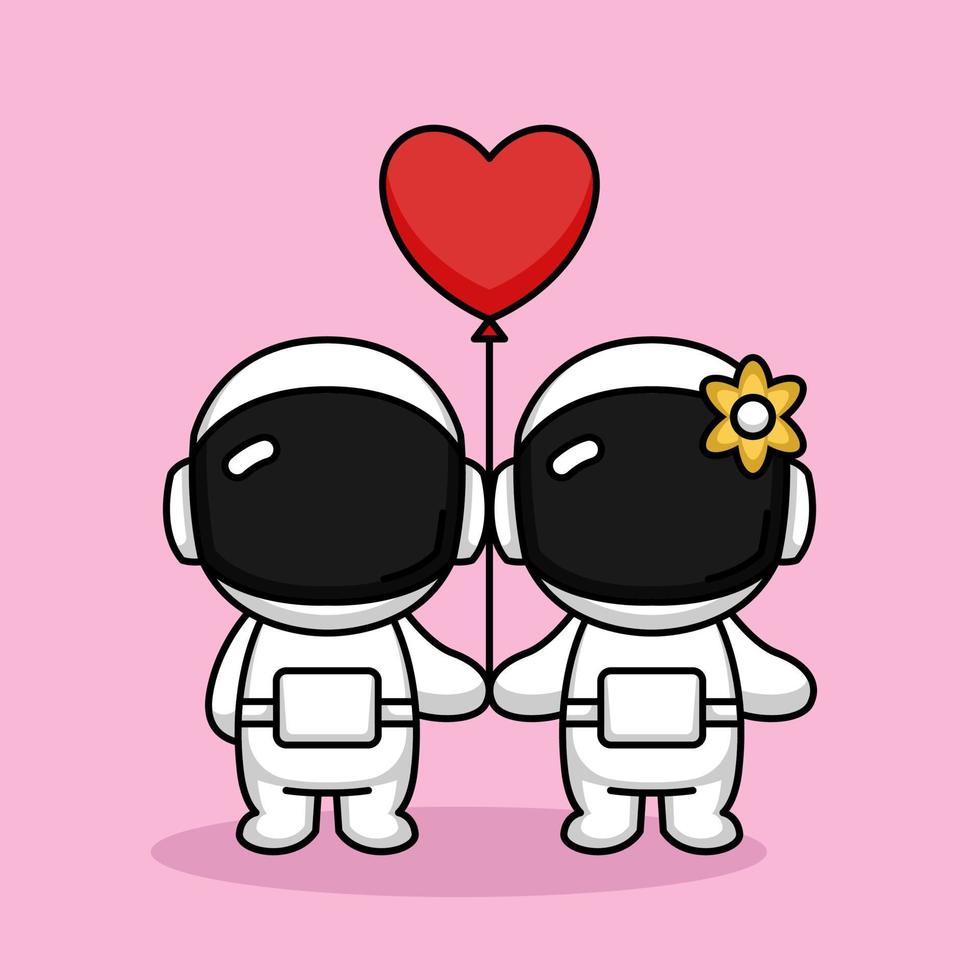 joli couple astronaute saint valentin vecteur