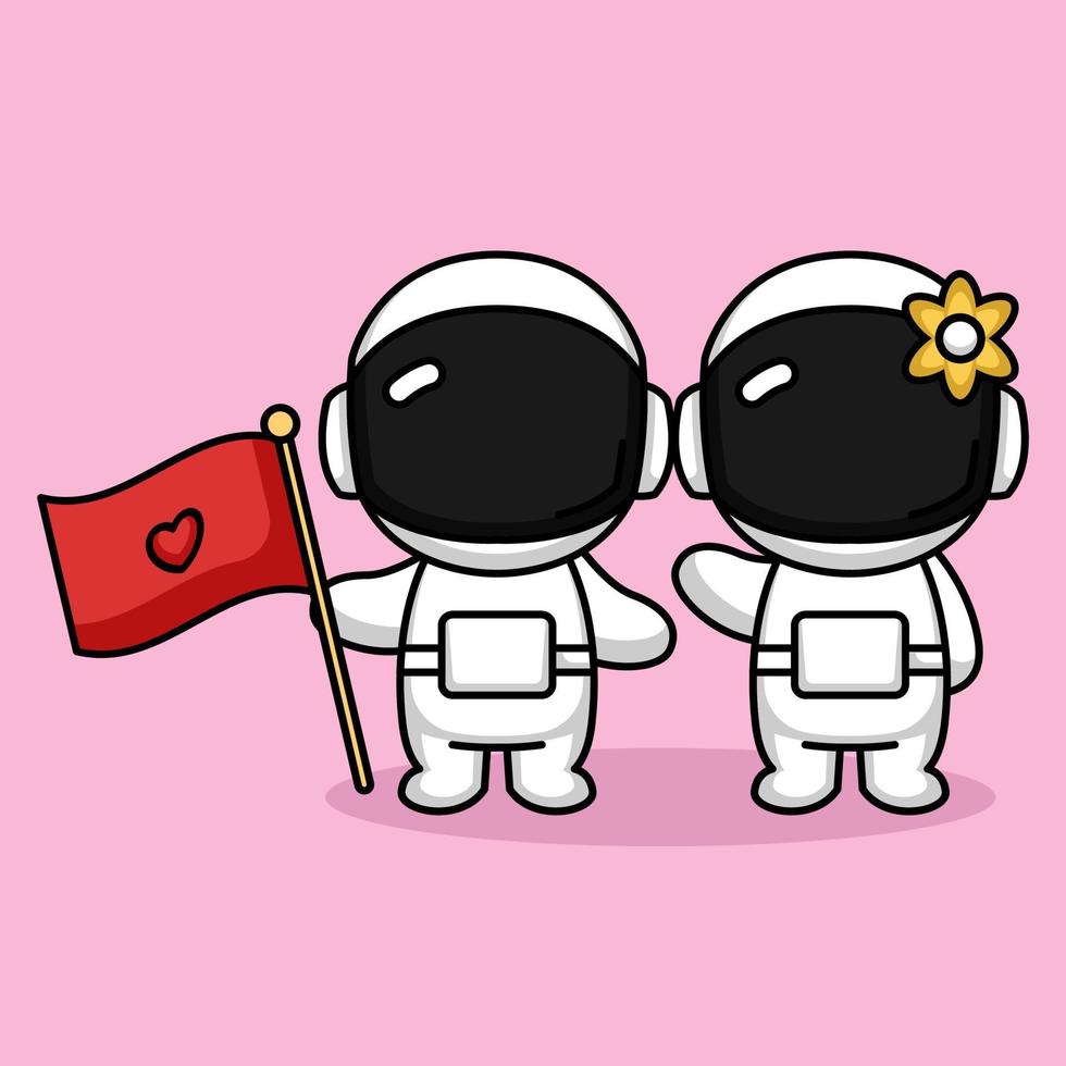 joli couple astronaute saint valentin vecteur