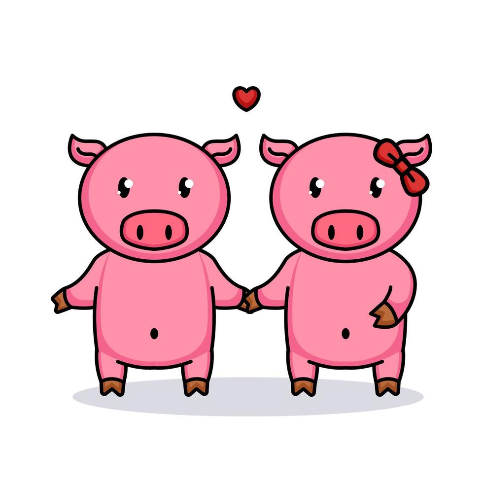 mignon cochon saint valentin vecteur