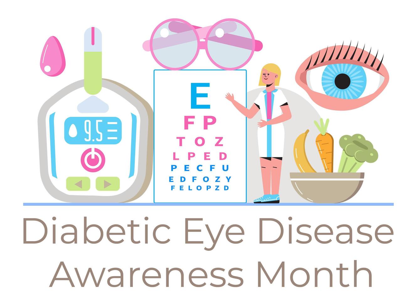 vecteur de concept de mois de sensibilisation aux maladies oculaires diabétiques pour blog médical, site Web. l'événement est célébré en novembre.