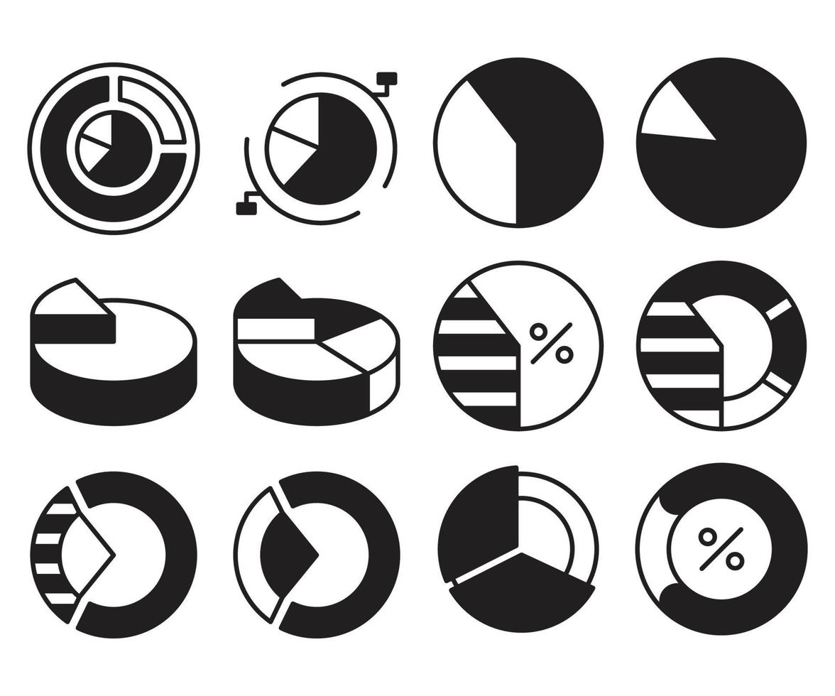 ensemble d'icônes de graphique à secteurs de données vecteur